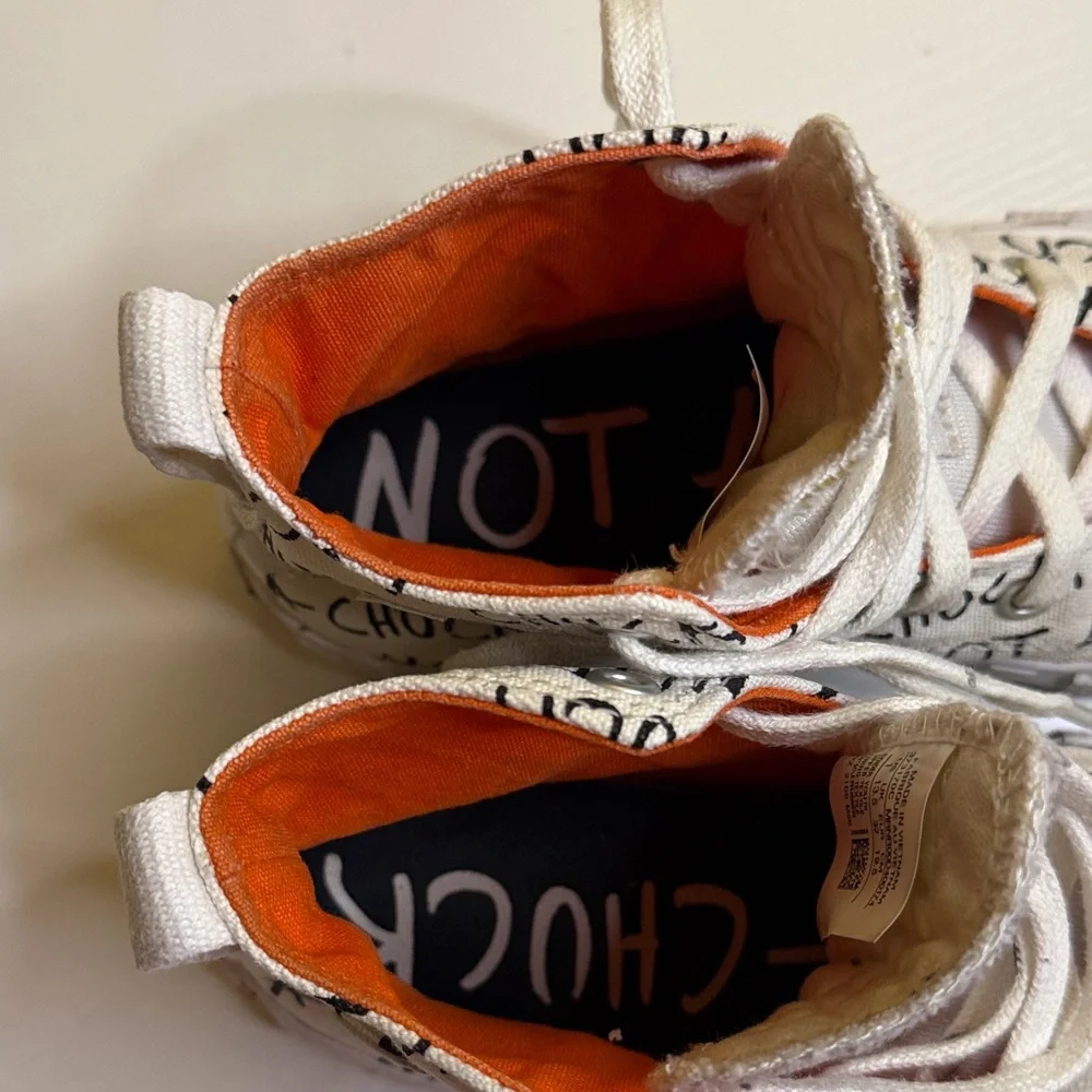 Convers Chuck 70 High Sneakers - White and Orange featuring “Not a Chuck” UNISEX
